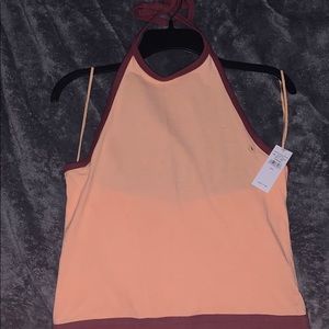 American Eagle peach cropped halter top